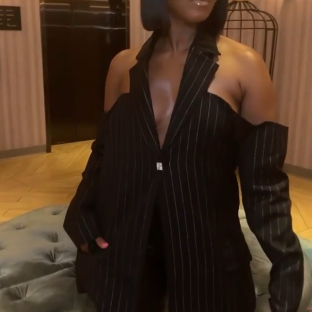 Black Ribbed One Shoulder Dress